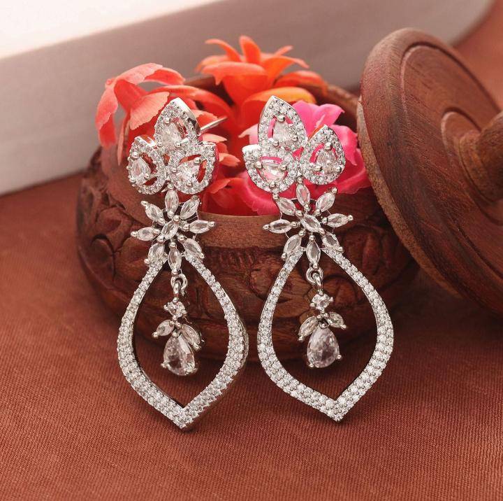 Anti tranish american diamond statement drop earrings 117  Fashion jewelry supplier in Mumbai